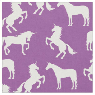 Einhornende Silhouetten Lila Stoff