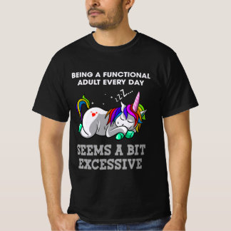 Einhörner als funktioneller Erwachsener T-Shirt