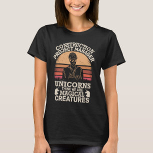 Einhörner denken an die Verwaltung von Bauprojekte T-Shirt