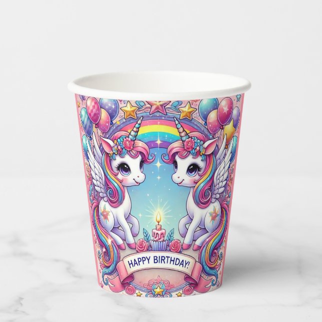 Einhörner der Regenbogenköniglichen Pappbecher (Vorderseite)