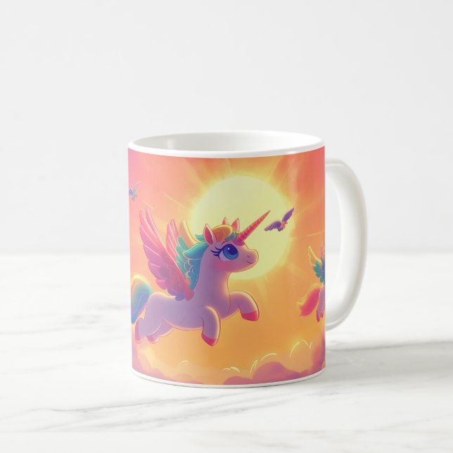 Einhörner, die in der Himmelskaffee-Tasse fliegen Kaffeetasse (VorderseiteRechts)