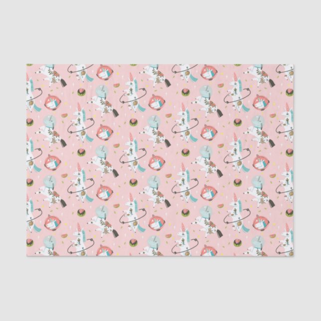 Einhörner im Raum-Muster Seidenpapier (Vorderseite)