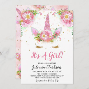 Einhörner in der Blütendusche Einladung