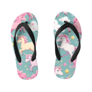 Einhörner mit Wolken und Sternenmuster Kinderbadesandalen