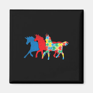 Einhörner Puzzle Blau Rot Autismus-Bewusstsein Asl Magnet