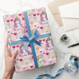 Einhörner, Regenbögen und Herzen Muster Geschenkpapier