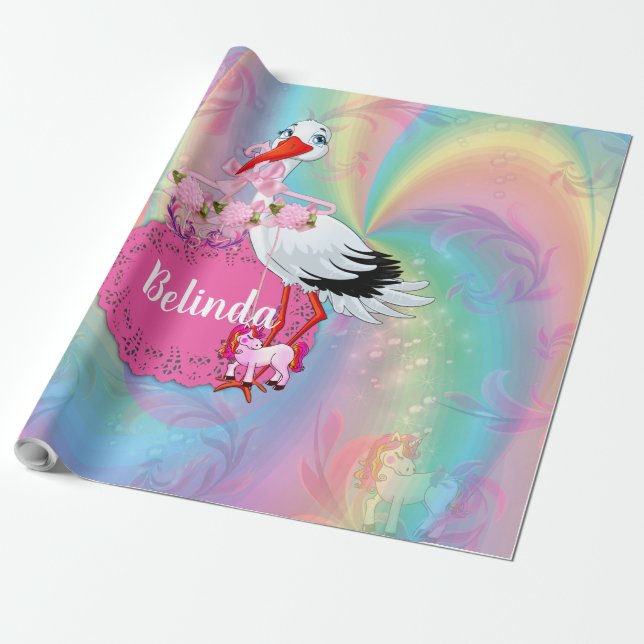 Einhörner, Regenbogenspiralen für Süsse-Kuchen-Mäd Geschenkpapier (Ungerollt)