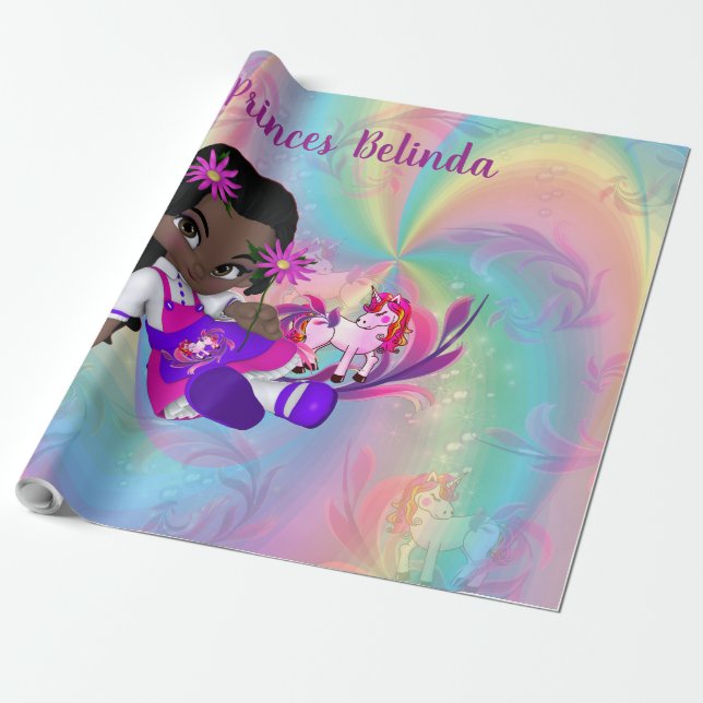 Einhörner, Regenbogenspiralen für Süsse-Kuchen-Mäd Geschenkpapier (Ungerollt)
