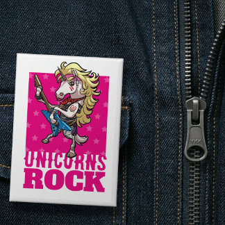 Einhörner Rock Party Tier Glamour Einhorn Fan Gesc Button