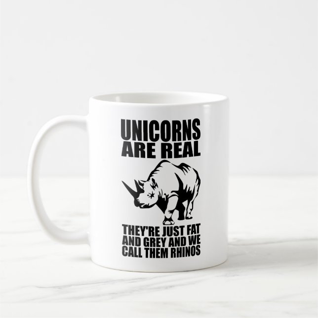 Einhörner sind echt - sie sind Rhinos - Funny Nove Kaffeetasse (Links)