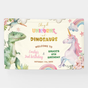 Einhörner und Dinosaurier gemeinsames Geschwister- Banner