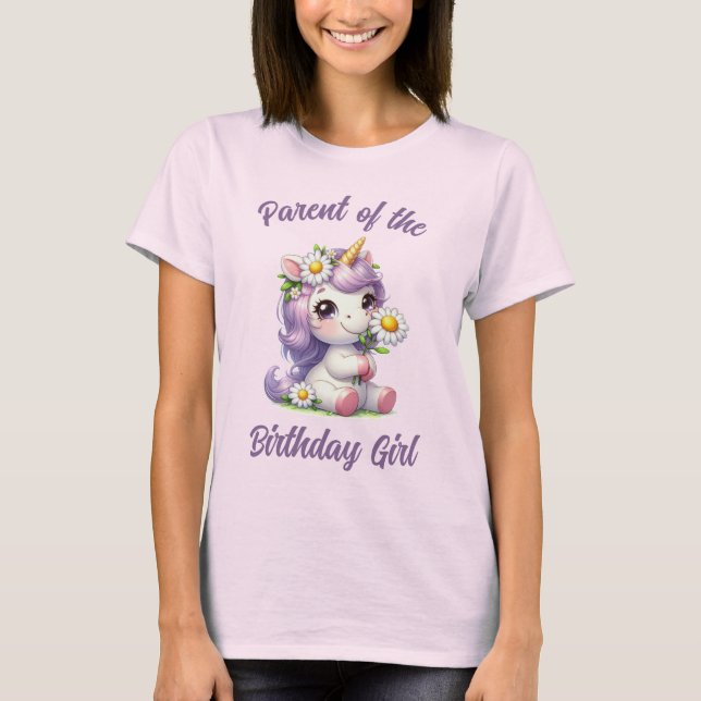 Einhörner und Gänseblümchen, Elternteil des Geburt T-Shirt (Vorderseite)