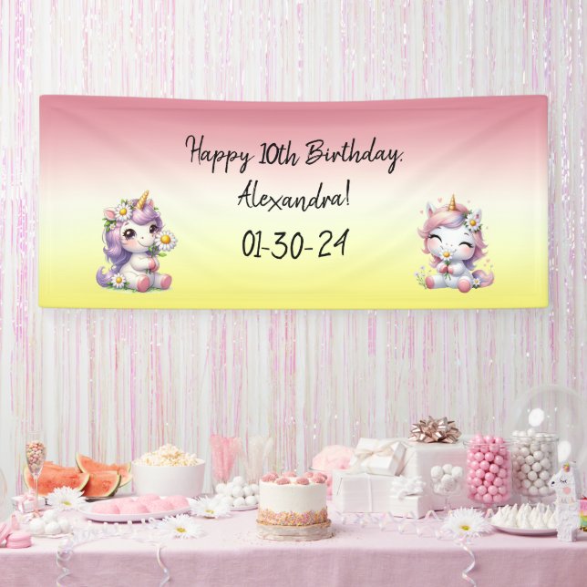 Einhörner und Gänseblümchen, "Happy Birthday"-Part Banner (Party)
