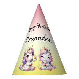 Einhörner und Gänseblümchen, "Happy Birthday" Partyhütchen
