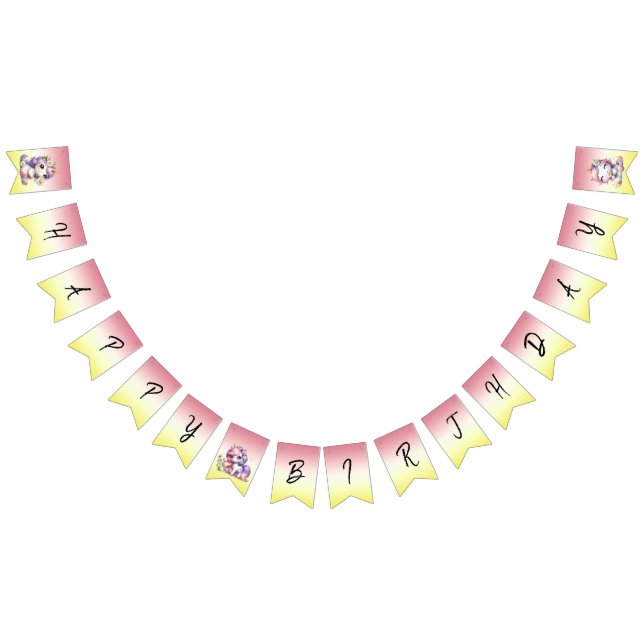 Einhörner und Gänseblümchen, "Happy Birthday" Wimpelkette (Alle)