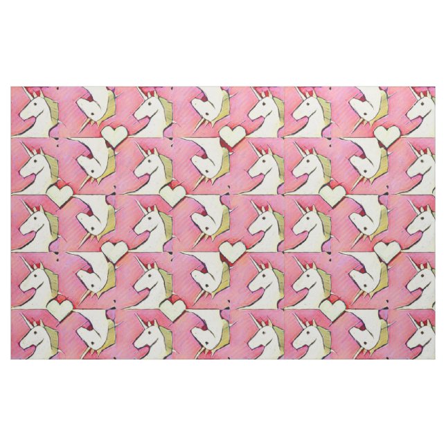 Einhörner und Herz Stoff (Fat Quarter (45,7 x 55,9 cm))
