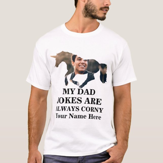 Einhornförmige Foto Papa Witze sind immer verdorbe T-Shirt (Vorderseite)