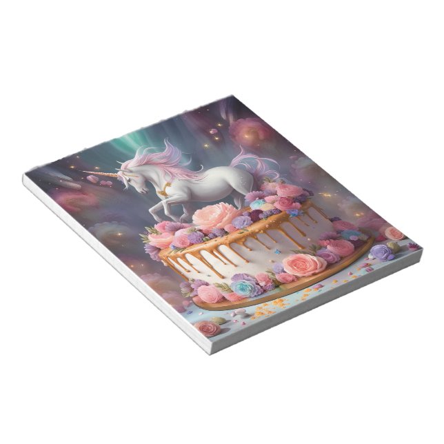 Einhorngeburtstag Cake Notepad Notizblock (angewinkelt)