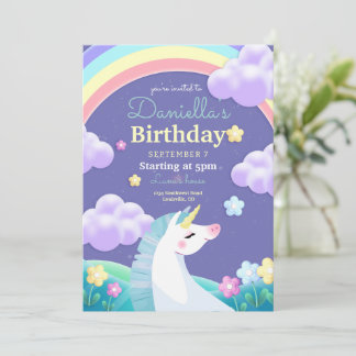Einhorngeburtstag Einladung, Einhorn-Regenbogen-Pa Einladung
