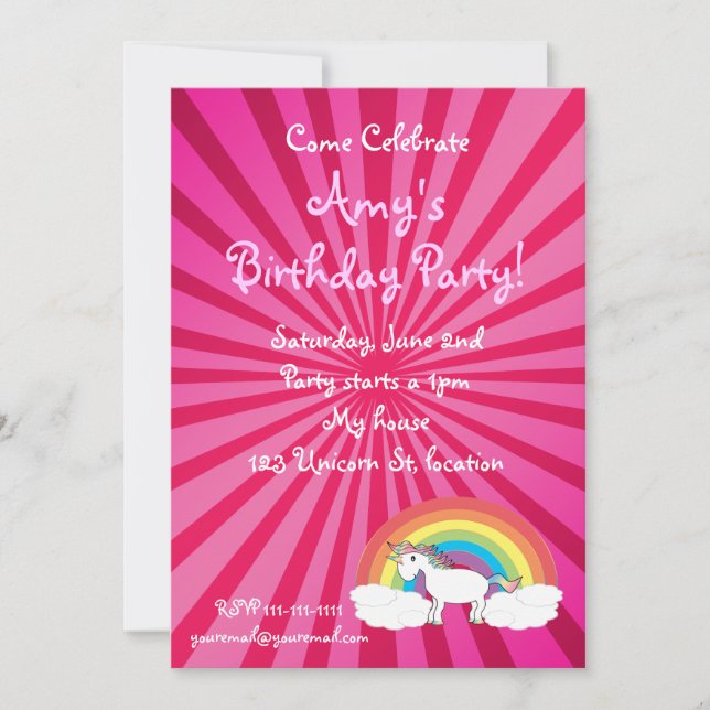 Einhorngeburtstagseinladung Einladung (Vorderseite)