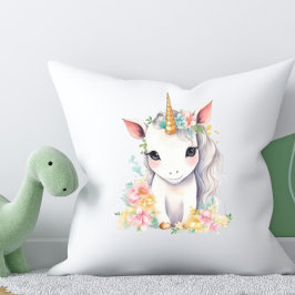 Einhorngeschenk für Girls Aquarell Kissen