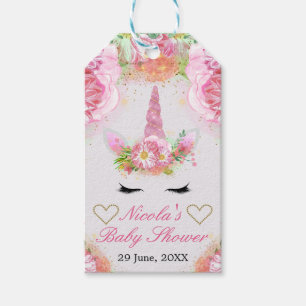 Einhorngesicht & Aquarellfarbe Rosa Blume Kinderdu Geschenkanhänger