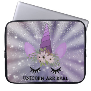 Einhorngesicht, Blumenkrone, Konfetti Laptopschutzhülle
