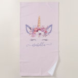 Einhornhandtuch Strandtuch<br><div class="desc">Fun Unicorn Gesicht blühenden Aquarell Strandtuch. Das perfekte Geschenk für das kleine Mädchen in Ihrem Leben mit diesem schönen,  einzigartigen Gesichtsdesign. Teil einer Sammlung.</div>