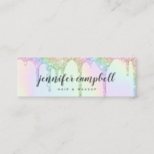 Einhornholografischer Glitzer Tropfen Glam Make-up Mini Visitenkarte