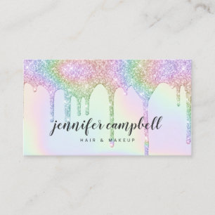Einhornholografischer Glitzer Tropfen Glam Make-up Visitenkarte