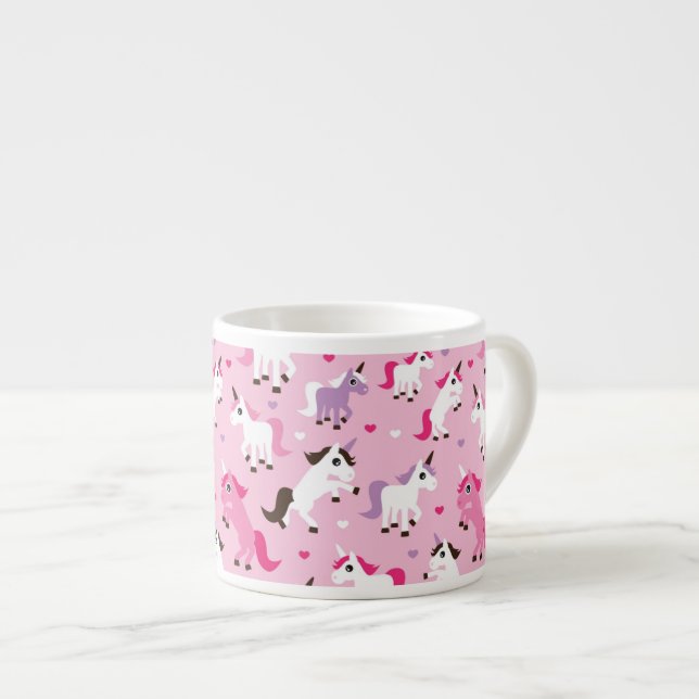 Einhornillustration scherzt Hintergrund Espressotasse (Vorderseite Rechts)