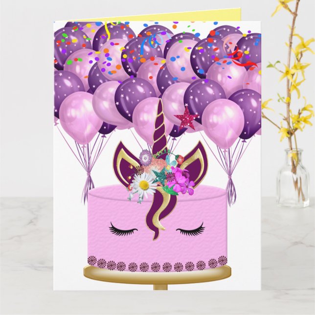 Einhornkarte Karte (Gelbe Blume)