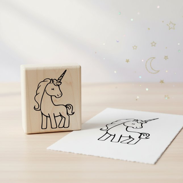 Einhornkautschuk Briefmarke für Kinder Gummistempel (Cute unicorn wooden art stamp.🦄)