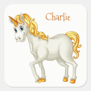 Einhornkleber für individuelle Name Quadratischer Aufkleber