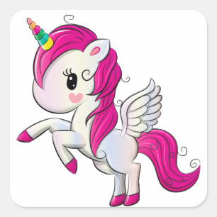 Einhornkleber - Gastgeschenke Quadratischer Aufkleber