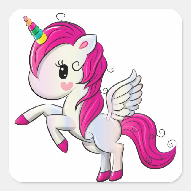 Einhornkleber - Gastgeschenke Quadratischer Aufkleber (Vorderseite)