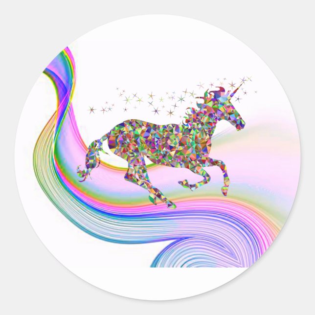 Einhornkleber glänzen. runder aufkleber (Vorderseite)