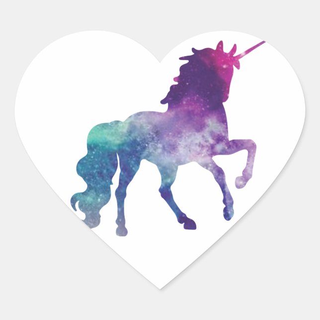 Einhornkleber Herz-Aufkleber (Vorderseite)