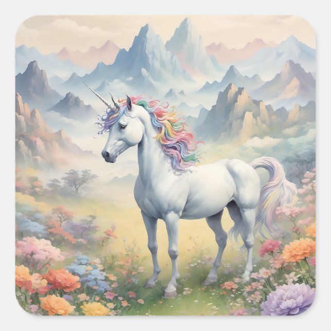 Einhornkleber Quadratischer Aufkleber (Vorderseite)