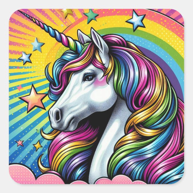 Einhornkleber! Quadratischer Aufkleber (Vorderseite)
