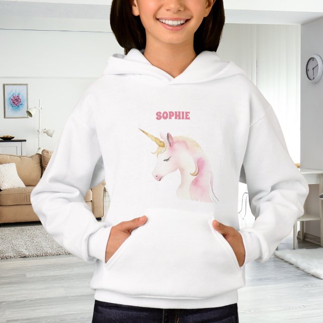 Einhornkopf rosa niedlicher Name Hoodie (Von Creator hochgeladen)