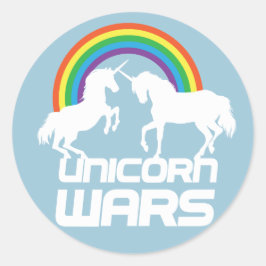Einhornkriege mit Regenbogen Runder Aufkleber