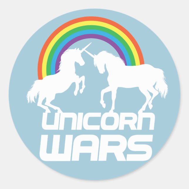 Einhornkriege mit Regenbogen Runder Aufkleber (Vorderseite)