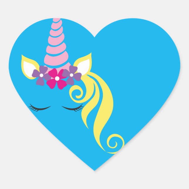 Einhornkronenkronen-Blume-Kronen Herz-Aufkleber (Vorderseite)