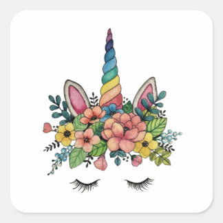 Einhornlinsen mit Regenbogenhaut Quadratischer Aufkleber