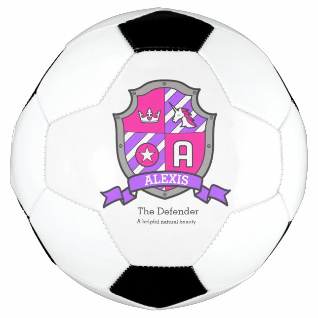 Einhornmädchen Name bedeutet Alexis pink lila Fußball (Vorderseite)