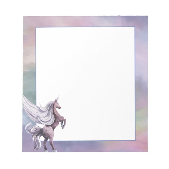 Einhornmagie | Farbenfrohe Pasta Fantasy Wasserfar Notizblock (Vorderseite)