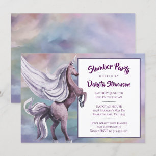 Einhornmagie   Farbenfrohe Pastelle Sleepover Gebu Einladung