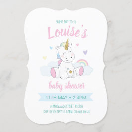 Einhornmassage für Babydusche Einladung, niedliche Einladung