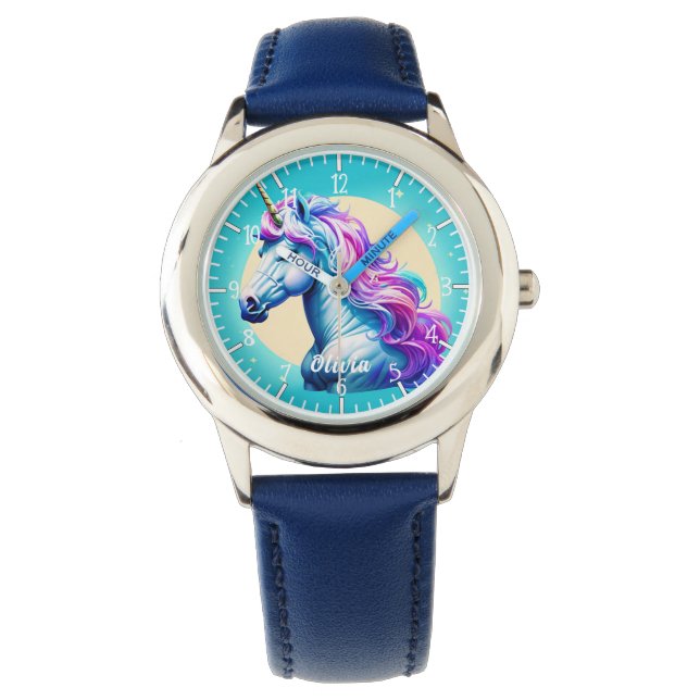 Einhornmonenscheinwerfer: Ihr Name in Sternen Armbanduhr (Vorderseite)